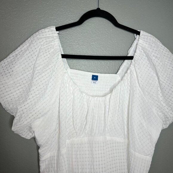 Old Navy Trapeze Milkmaid Top Size XL Calla Lily White Eyelet - Picture 4 of 9